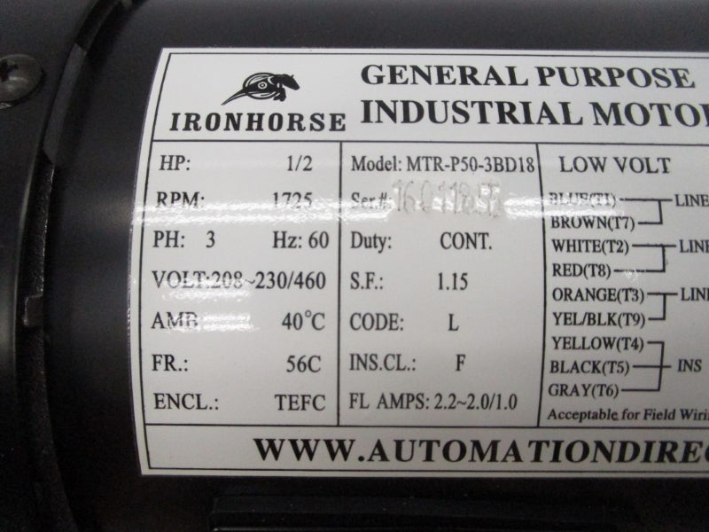 AUTOMATION DIRECT MTR-P50-3BD18 460V 1.0A NSMP