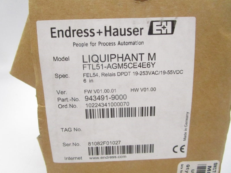 ENDRESS+HAUSER FTL51-AGM5CE4E6Y 19-253VAC 6A NSMP
