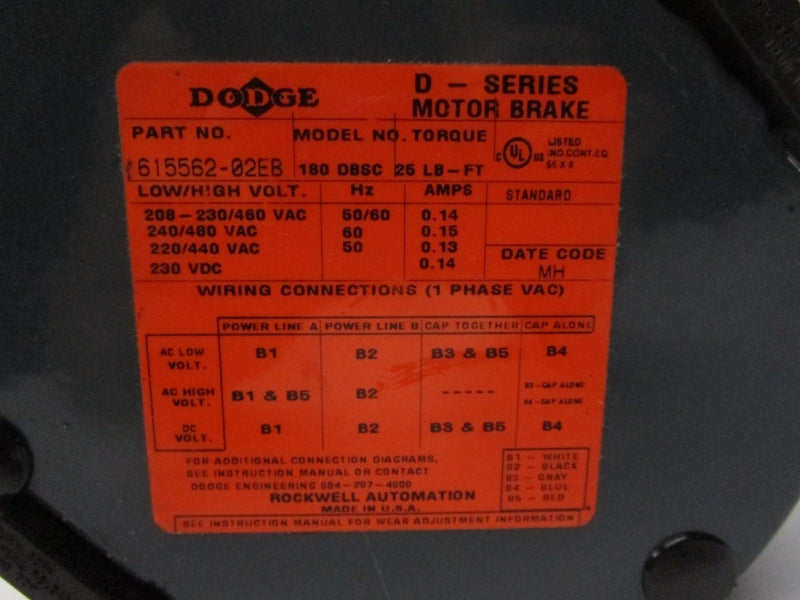 DODGE 615562-02EB 480VAC 0.15A NSMP