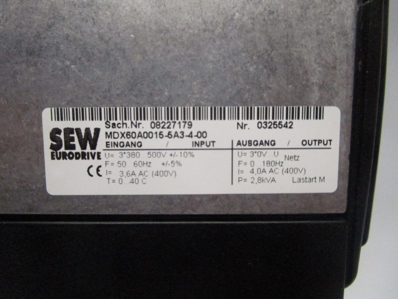 SEW EURODRIVE 08264813 MDV60A0015-5A3-4-00 400V 3.6A UNMP