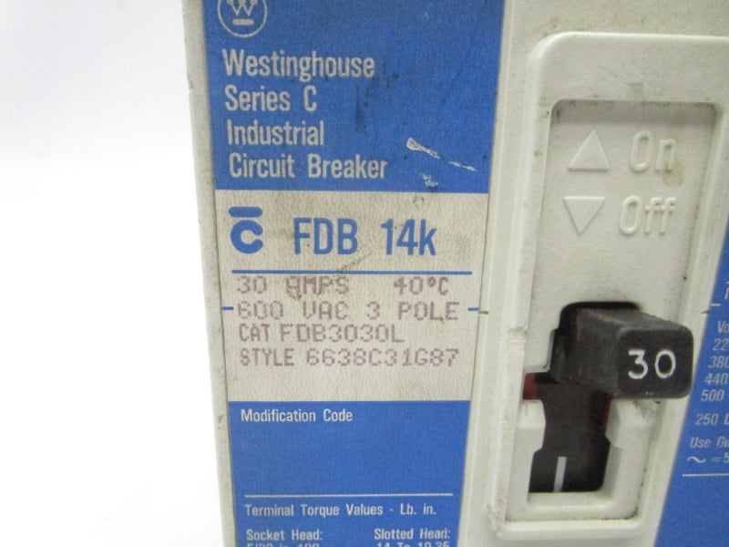 WESTINGHOUSE FDB3030L 600VAC 30A UNMP