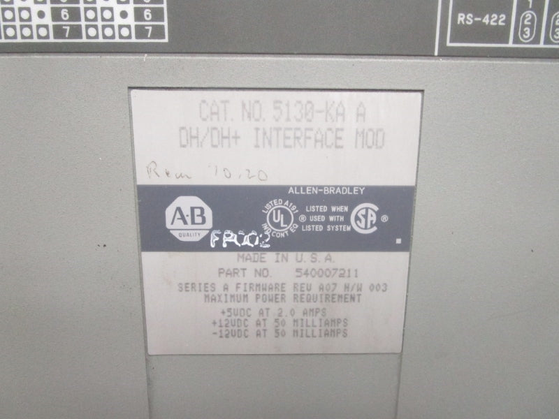 ALLEN BRADLEY 5130-KA SER. A 5VDC 2A UNMP