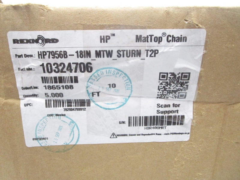 REXNORD HP7956B-18IN 10324706 5' NSMP