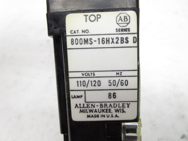 ALLEN BRADLEY 800MS-16HX2BS SER. D 110-120V NSNP