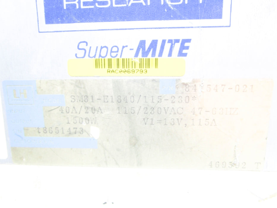 LH RESEARCH SM81-E1840/115-230 UNMP