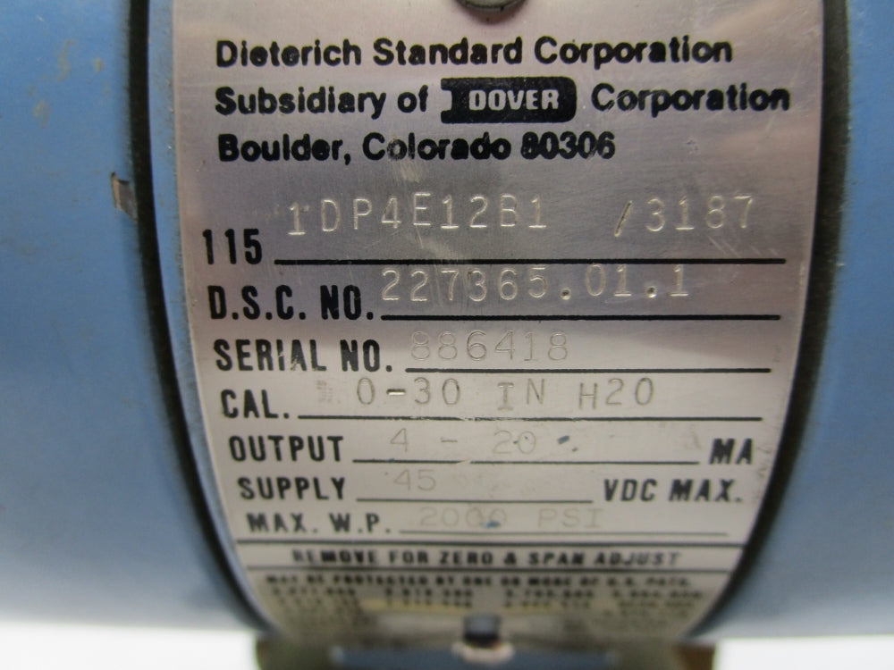 DIETRICH STANDARD 1151DP4E12B1/3187 2000PSI UNMP