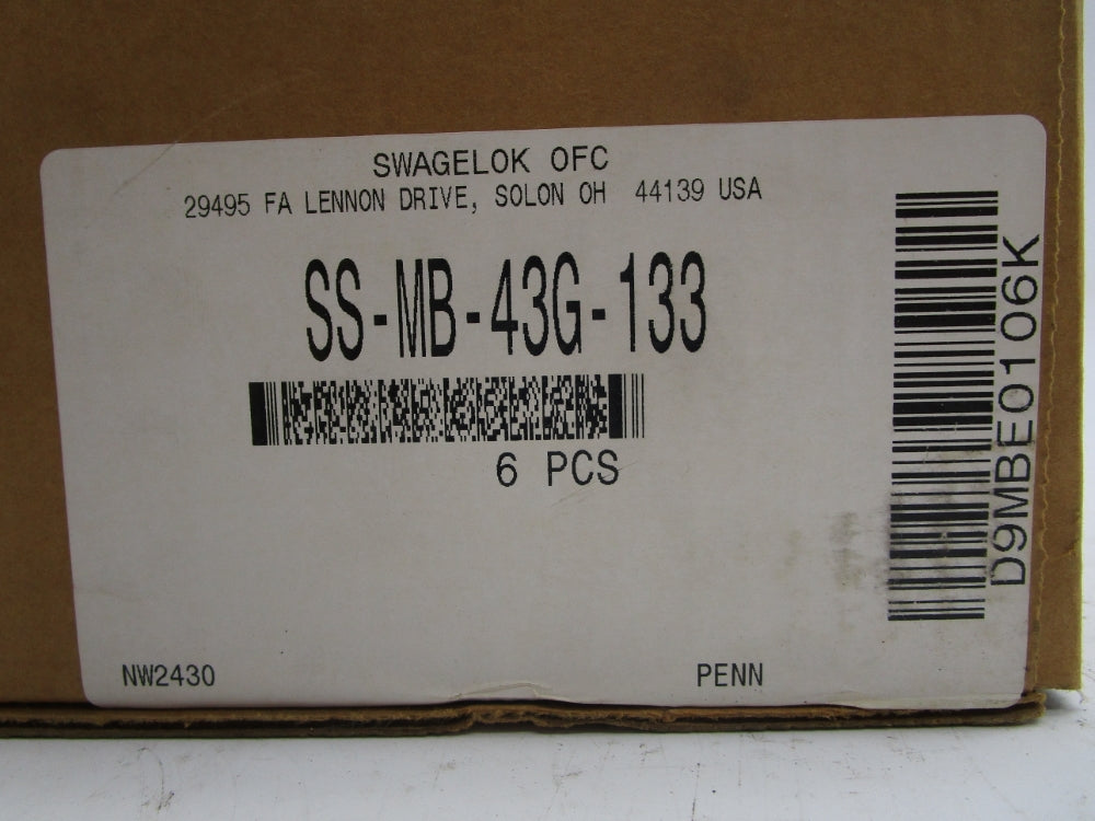 SWAGELOK SS-MB-43G-133 (PKG OF 6) NSMP