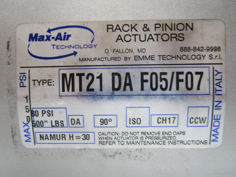 MAX-AIR MT21DAF05/F07 80PSI UNMP