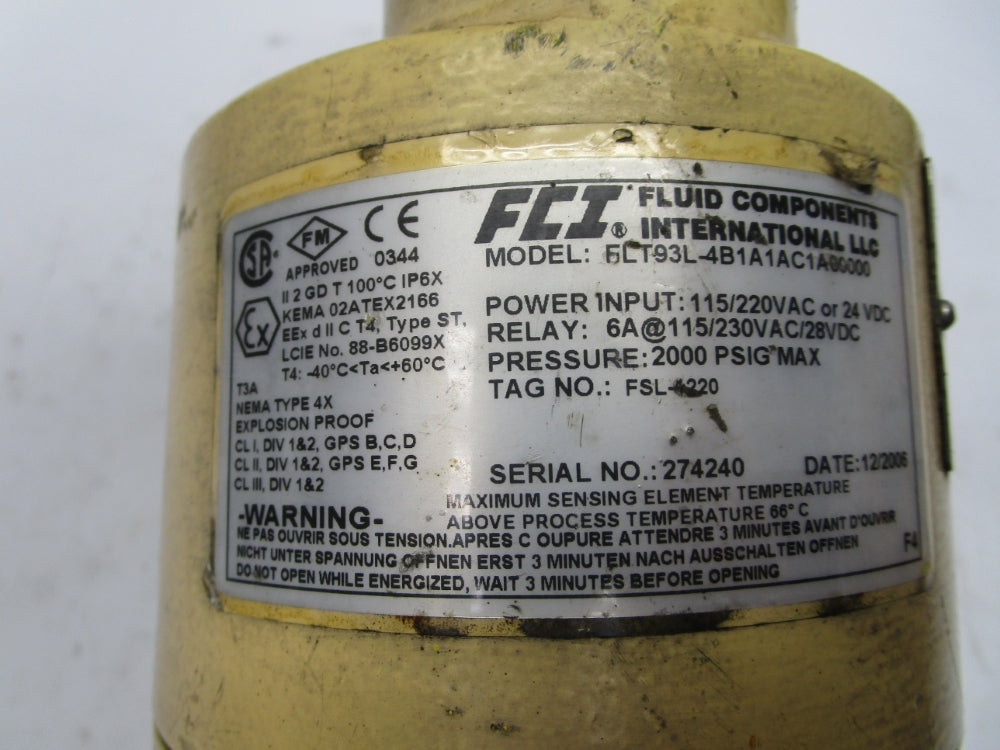 FCI FLT93L-4B1A1AC1A00000 200PSIG UNMP