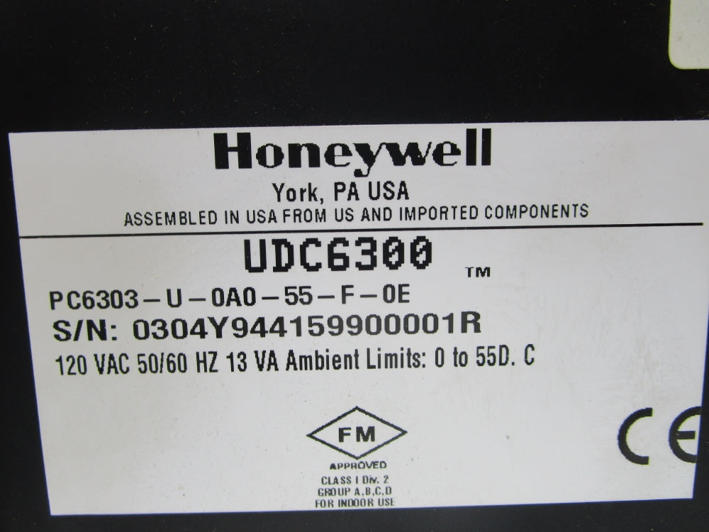 HONEYWELL PC6303-U-0A0-55-F-0E UDC6300 UNMP
