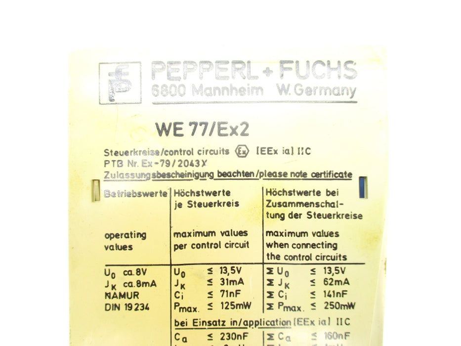 PEPPERL+FUCHS WE77/EX2 01543S 220VAC NSNP