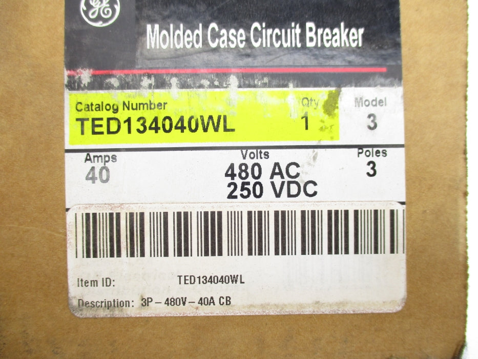 GENERAL ELECTRIC TED134040WL 480VAC 40A (GREEN) NSMP