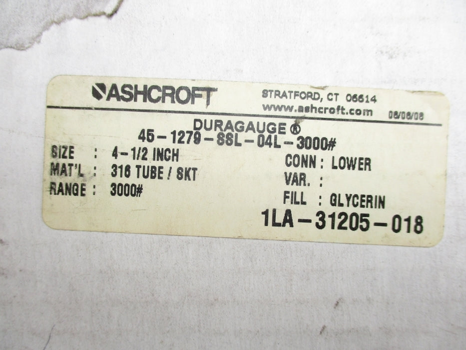 ASHCROFT 45-1279-SSL-04L-3000 3000PSI NSMP