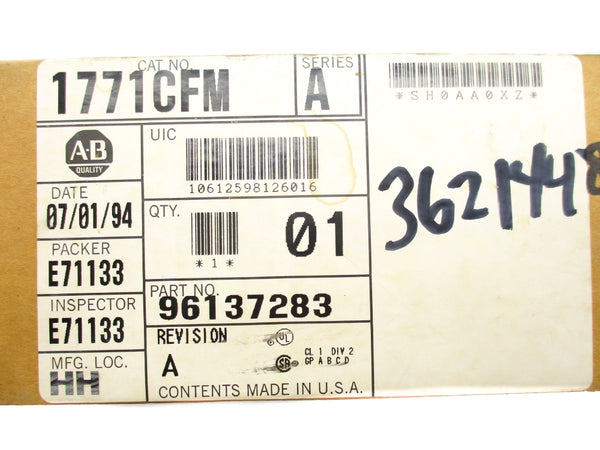 ALLEN BRADLEY 1771-CFM SER. A DATE: 1994 NSFS