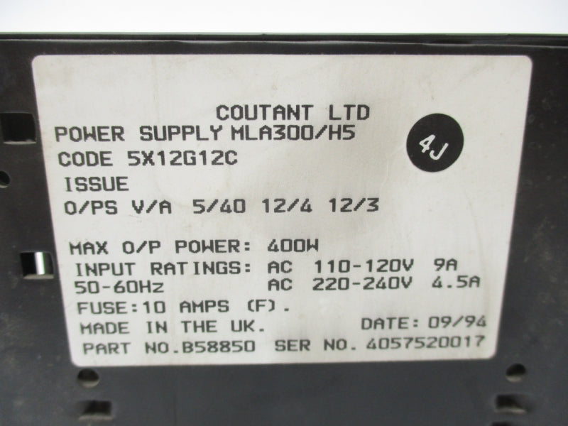 COUTANT MLA300/H5 B58850 110-120VAC 9A NSNP