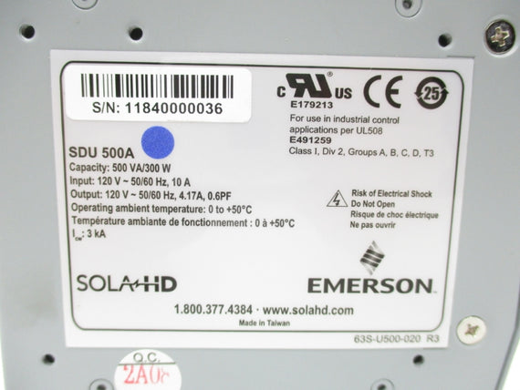 EMERSON SDU500A 120V 10A NSMP