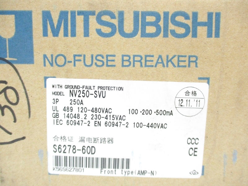MITSUBISHI NV250-SVU3P250A 480VAC 250A NSMP