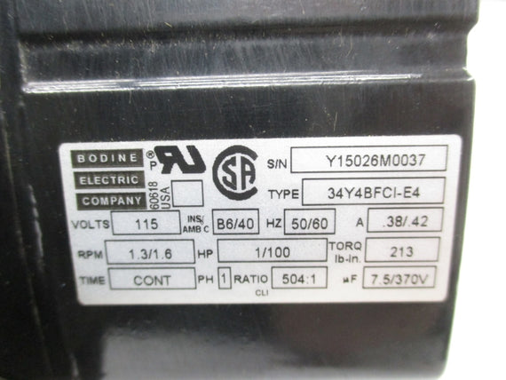 BODINE ELECTRIC 34Y4BFCI-E4 115V .38/.42A NSNP
