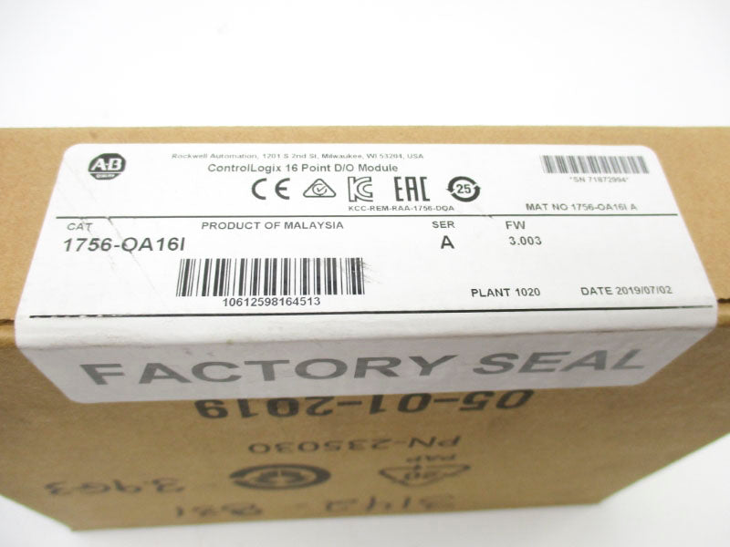 ALLEN BRADLEY 1756-OA16I SER. A F/W 3.003 DATE: 2019 NSFS