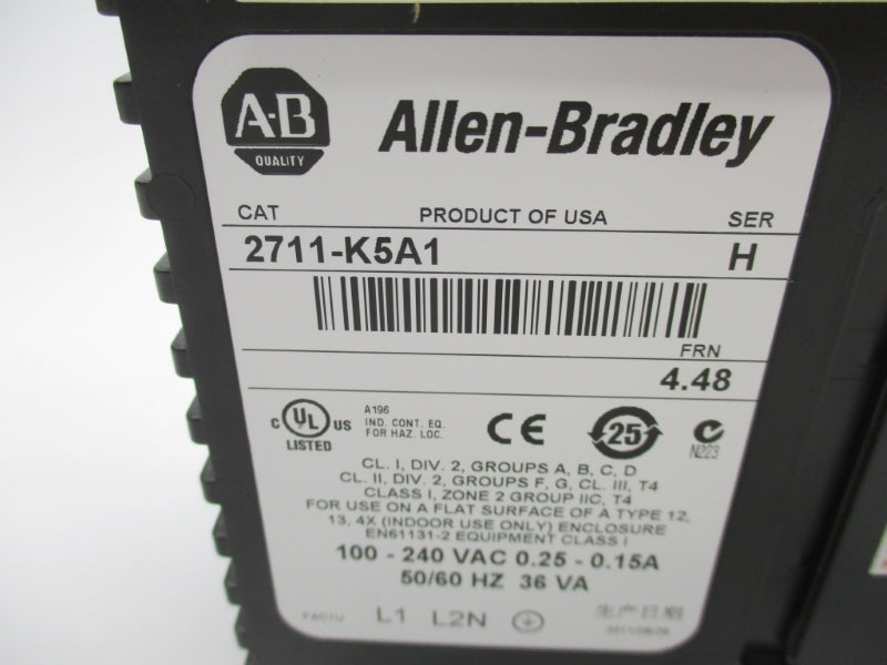 ALLEN BRADLEY 2711-K5A1 SER. H F/W 4.48 100-240VAC 0.25-0.15A NSNP