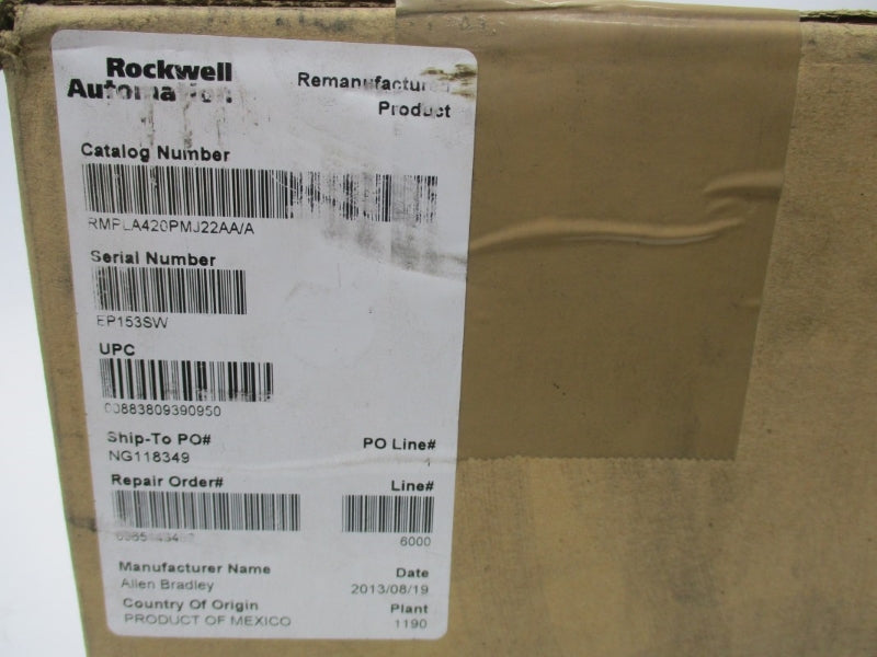 ALLEN BRADLEY MPLA420PMJ22AA SER. A DATE: 2013 REMAN