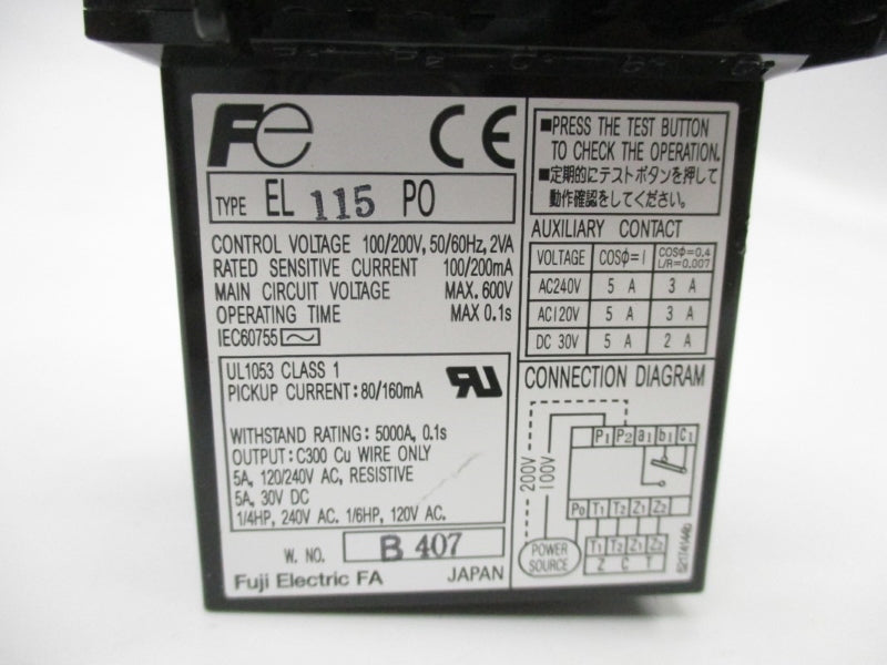 FUJI ELECTRIC EL115PO 100/200V 0.1S NSNP