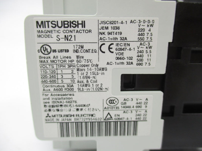 MITSUBISHI S-N21 100-110V 30A NSNP