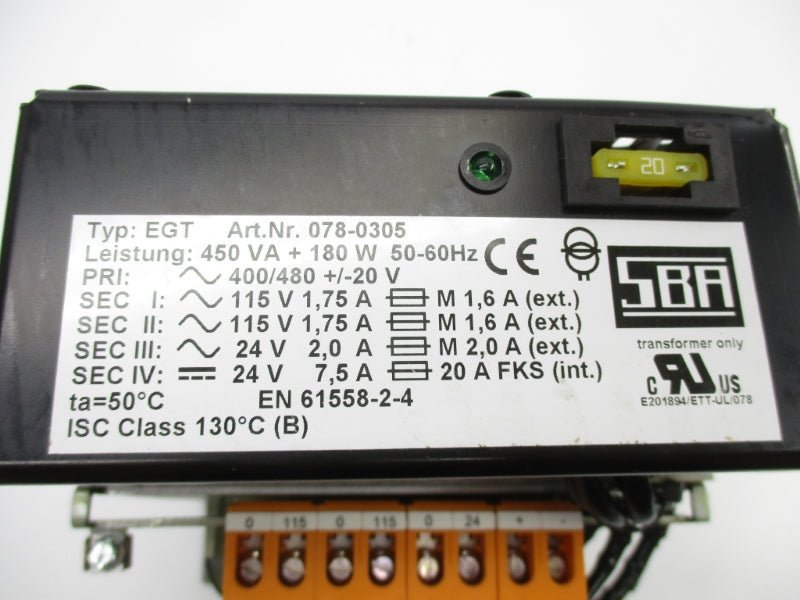 SBA 078-0305 EGT 400/480V (AS PICTURED) NSNP