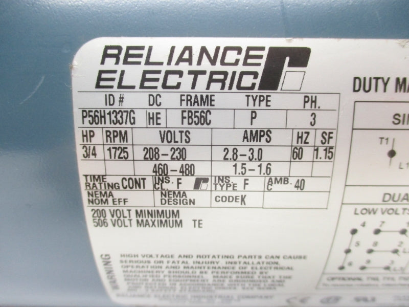 RELIANCE ELECTRIC P56H1337G 460-480V 1.5-1.6A NSNP