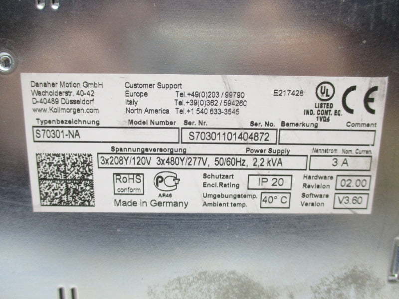 DANAHER MOTION S70301-NA 120/277V 3A UNMP