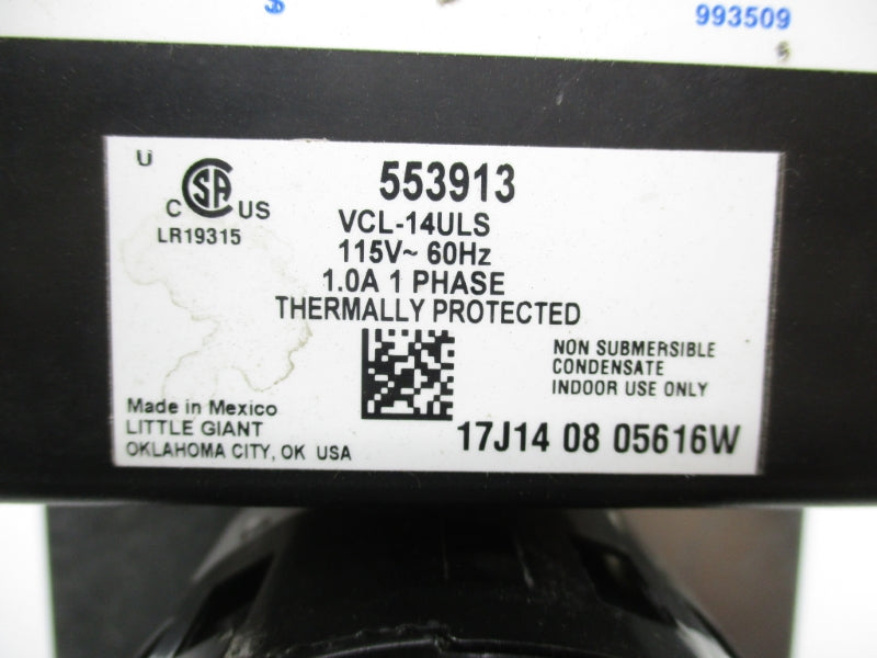 LITTLE GIANT 553913 VCL-14ULS 115V 1.0A NSNP