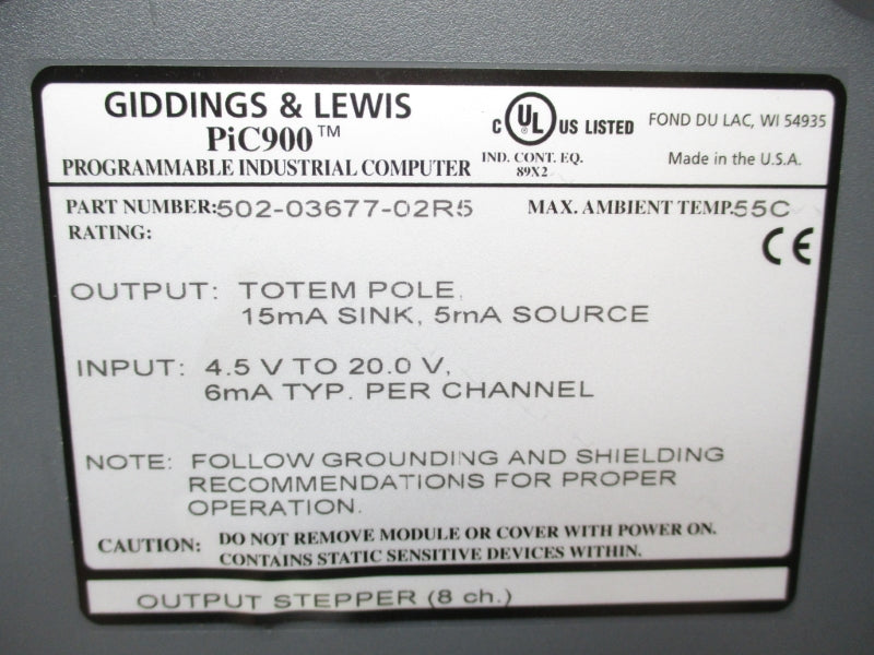 GIDDINGS&LEWIS 502-03677-02R5 4.5-20V NSNP