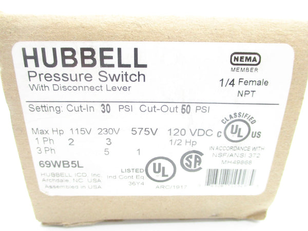 HUBBELL 69WB5L 575V 30/50PSI NSMP