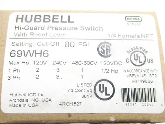 HUBBELL 69WH6 600V 80PSI NSMP