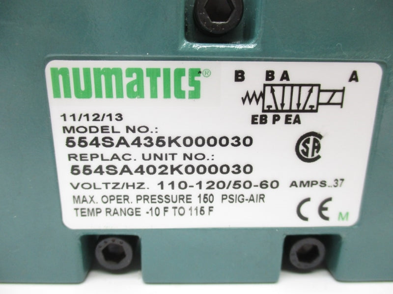 NUMATICS 554SA435K000030 110-120V .37A 150PSI -10-115'F NSNP
