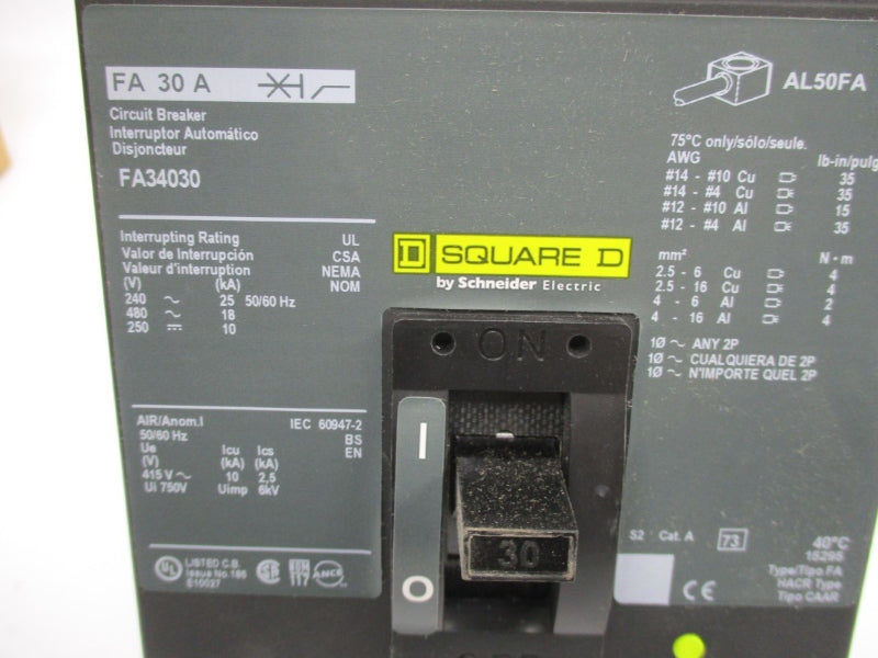 SQURE D FA34030 480V 30A NSMP