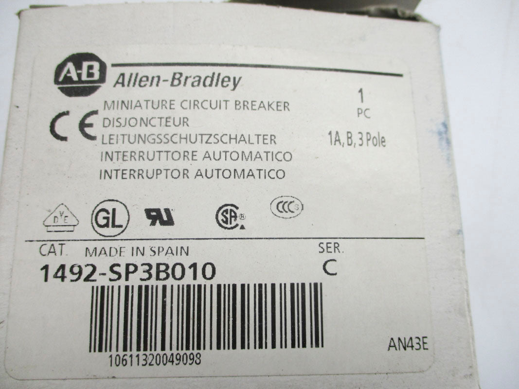 ALLEN BRADLEY 1492-SP3B010 SER. C 415VAC 1A NSMP