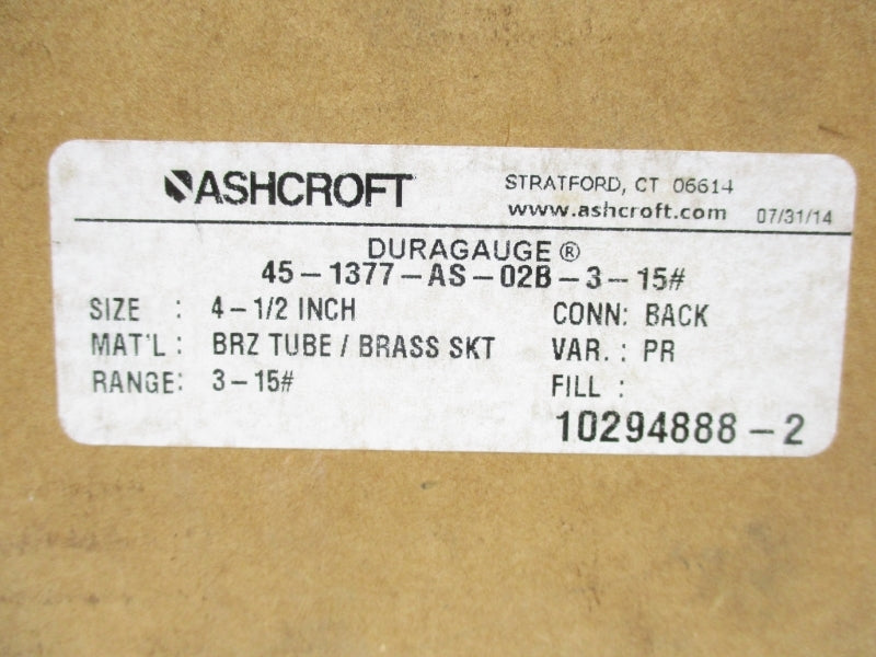 ASHCROFT 45-1377-AS-02B-3-15 3-15PSI NSMP