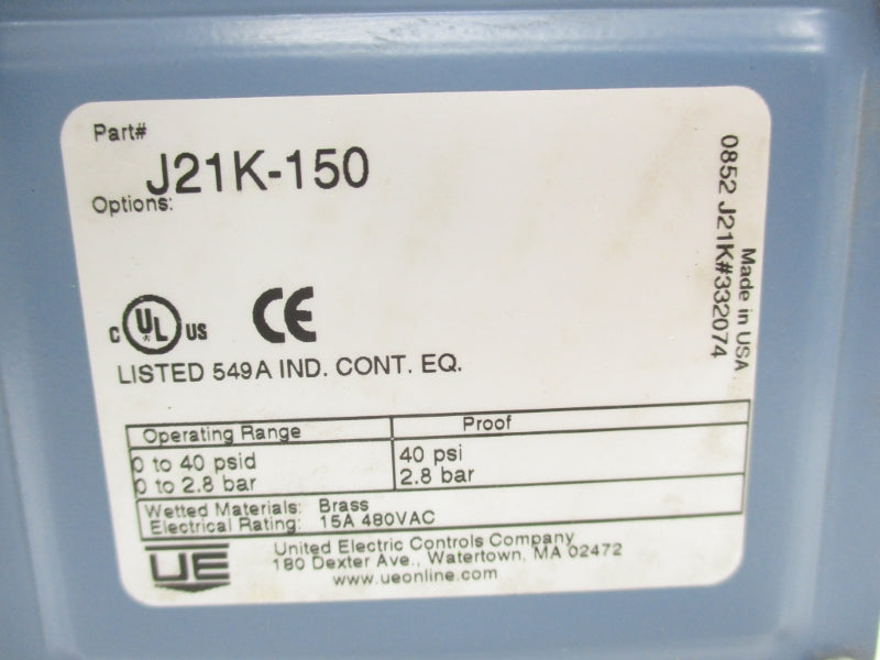 UNITED ELECTRIC J21K-150 40PSI NSNP