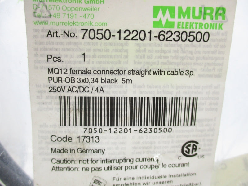 MURR ELEKTRONIK 7050-12201-6230500 250VAC/DC 4A  NSMP