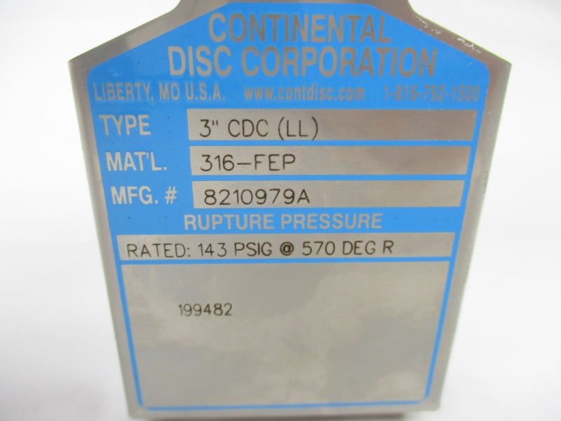 CONTINENTAL DISC 8210979A 143PSI 570 3" NSNP
