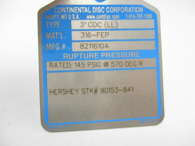 CONTINENTAL DISC 8211610A (PKG OF 2) 145PSI 570 3" NSMP