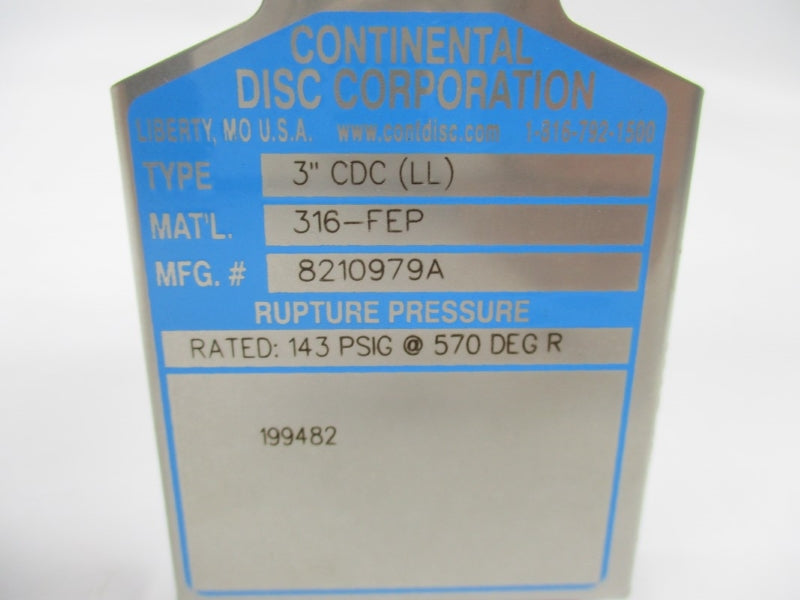 CONTINENTAL DISC 8210979A (PKG OF 2) 143PSI 570 3"NSMP