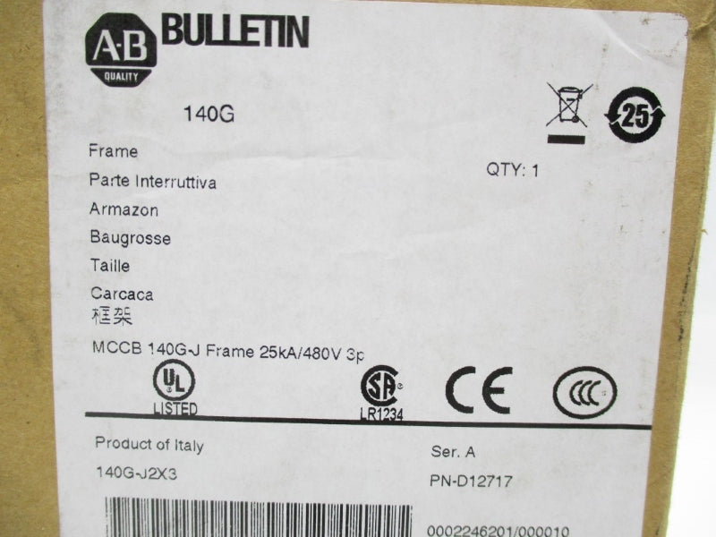 ALLEN BRADLEY 140G-J2X3 SER. A 480V 25KA NSMP
