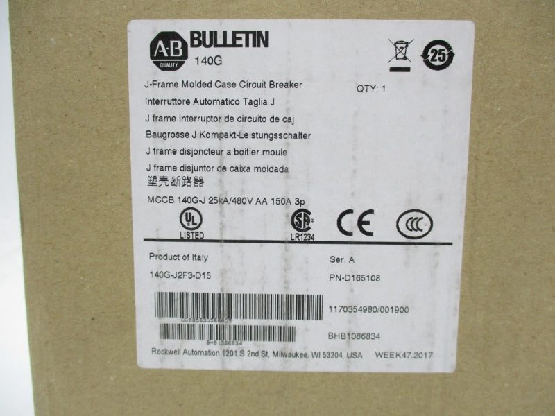 ALLEN BRADLEY 140G-J2F3-D15 SER. A 480V 250A NSMP