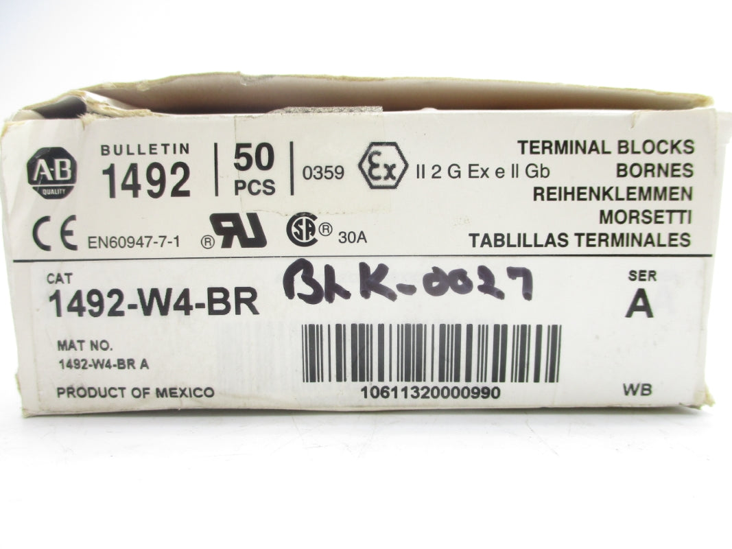 ALLEN BRADLEY 1492-W4-BR SER. A (PKG OF 50) (WH) NSMP