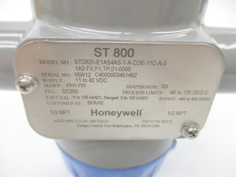 HONEYWELL STD820-E1AS4AS-1-A-CDE-11C-A-31A2-FX-F1-TP-01-0000 4500PSI 1/2" NSMP
