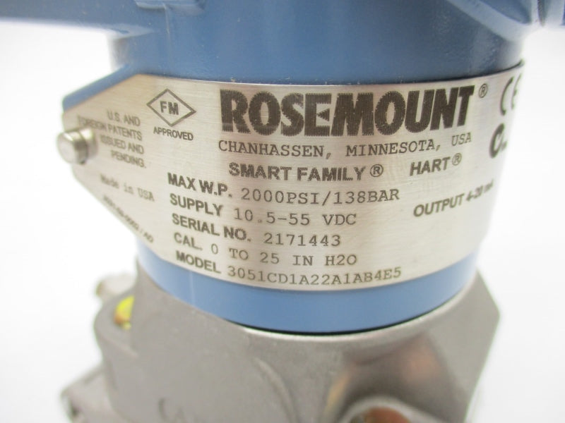 ROSEMOUNT 3051CD1A22A1AB4E5 10.5-55VDC 2000PSI NSMP