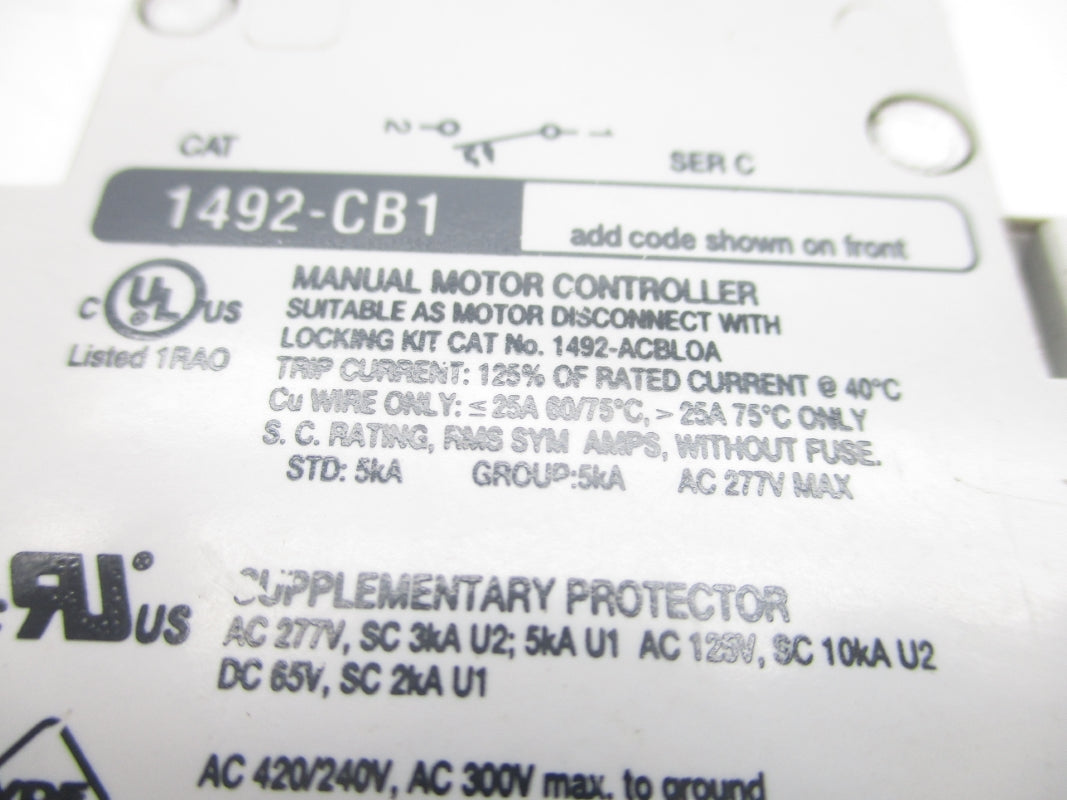 ALLEN BRADLEY 1492-CB1G100 SER. C 277VAC 10A UNMP