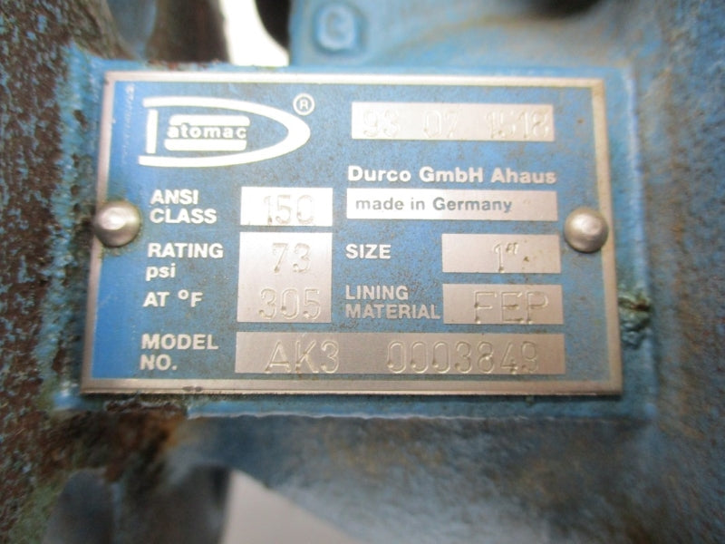 ATOMAC AK30003849 73PSI 305'F 1" UNMP